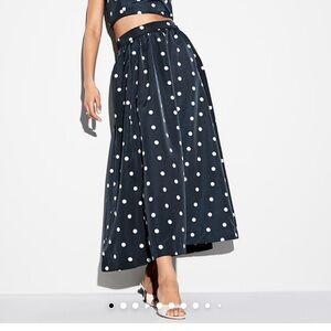 The Occasion by Old Navy High Waisted Taffeta Midi Skirt- Navy Polka Dots